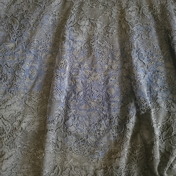 Free‎ People Black Lace Mini Dress with Flocked Navy Blue Velvet Size Small - Picture 7 of 15